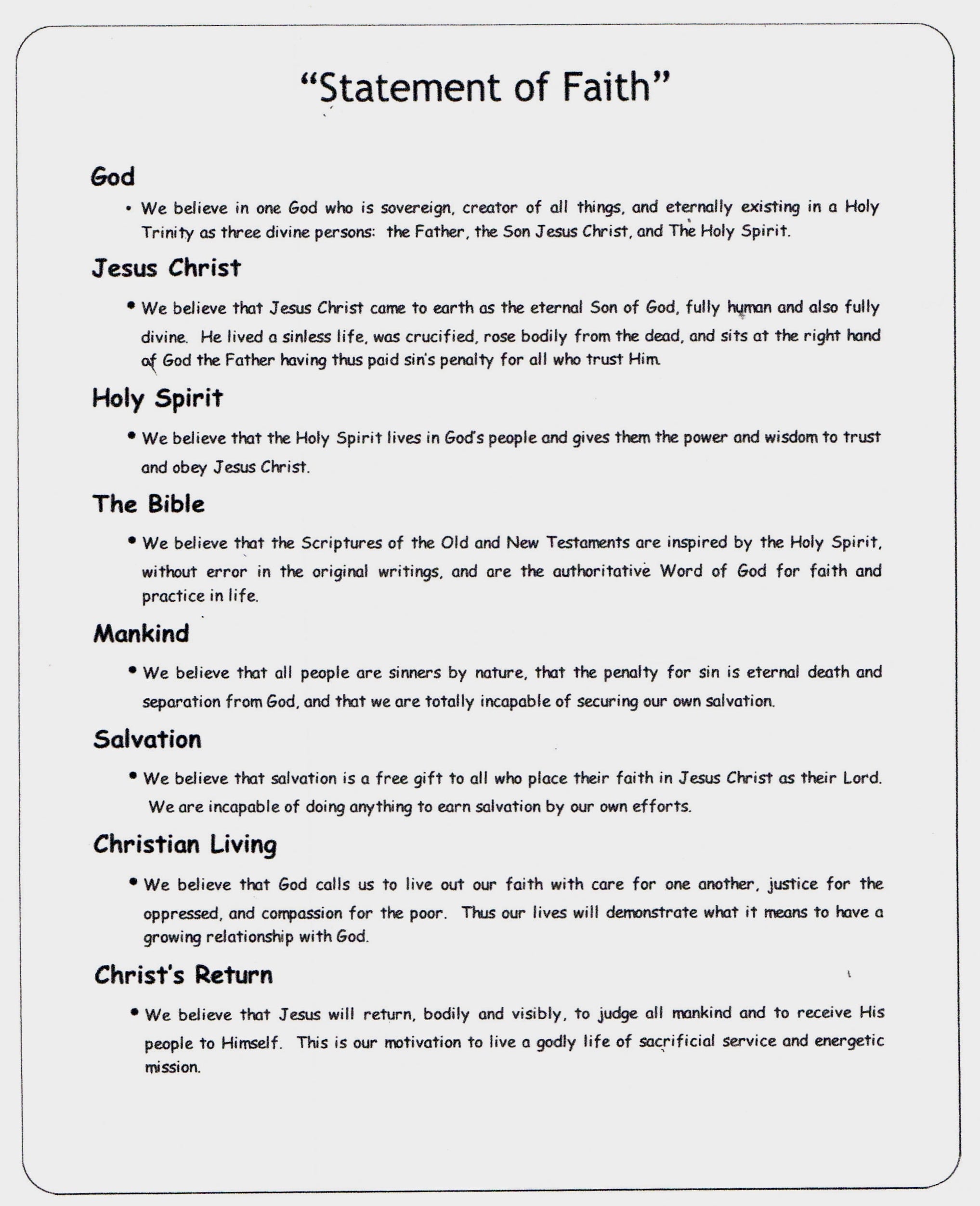 Statement of Faith web